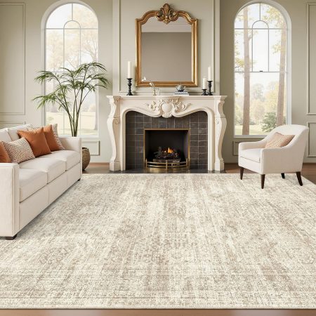 Retro Beige Stain-Resistant Non-Slip Living Room/Bedroom Rug